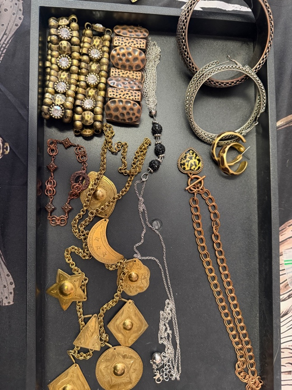 Gold-Tone Celestial Pendant Necklace, bronze and copper tone lot of ten